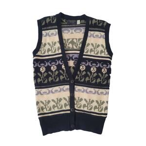 Vintage United States Sweaters Floral Knit Vest Sz S Grandma Cottagecore Preppy